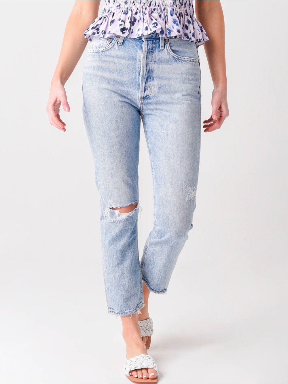 Agolde Riley High Rise Straight Crop High Rise Straight Leg Jean - Picture 2 of 8